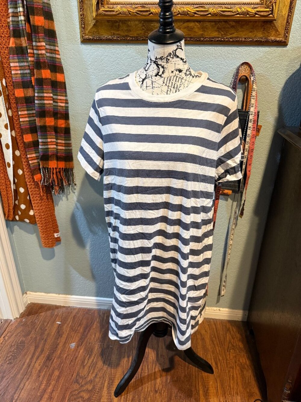 Grey and White striped T-shirt dress